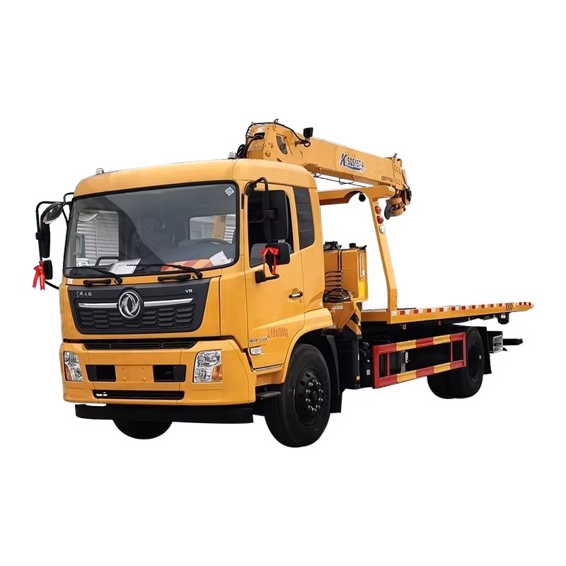 Dongfeng KR 4x2 Cami&oacute;n Desgarrador De Remolque De Cama Plana Montado Con Gr&uacute;a De 8 Ton