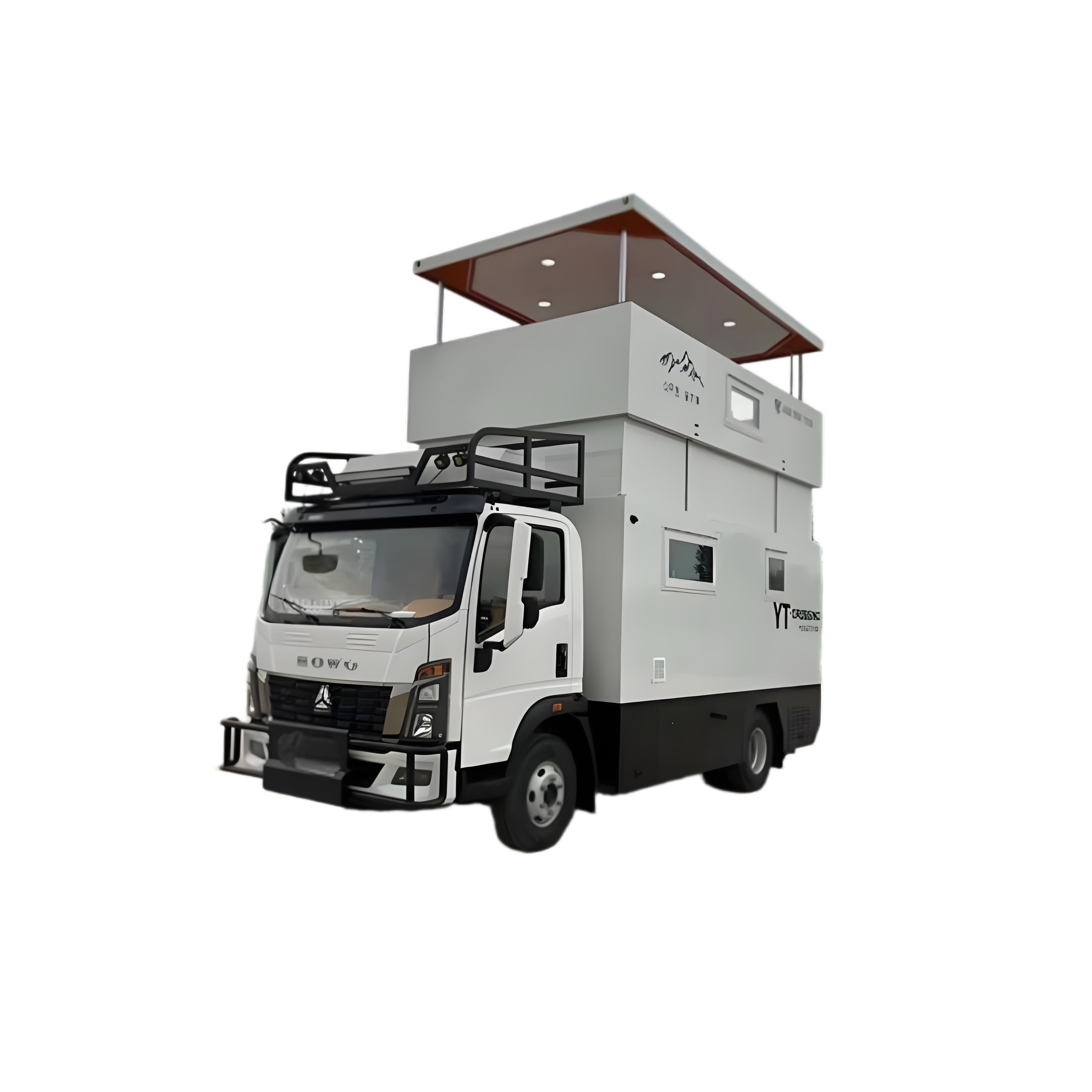 Dos Pisos POP-UP RV HOWO 4X2 4X4 Cami&oacute;n De Camping De Viajes Al Aire Libre Veh&iacute;culo Re